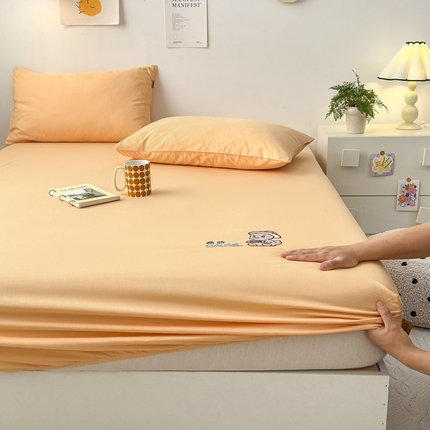 91家纺网 家纺一手货源 找家纺 （总）2025春夏新款A类小清新全棉纯棉绣花床笠席梦思保护罩单床笠可配同色枕套