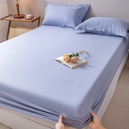 锦罗绣 2025新款A类全棉双层纱单床笠 绅士蓝