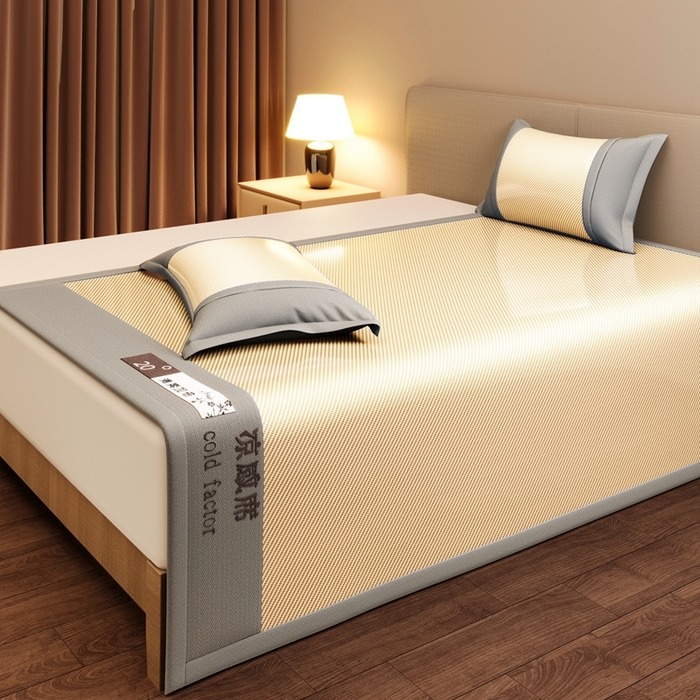 91家纺网 家纺一手货源 找家纺 卡初家居（原微来） 2025夏季轻柔丝系列冰丝席 凉感柠檬黄