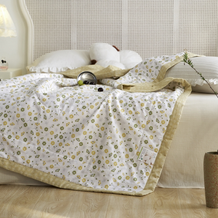 91家纺网 家纺一手货源 找家纺 维洋家纺 2025新款里外全棉印花棉花夏凉被 珊茶花