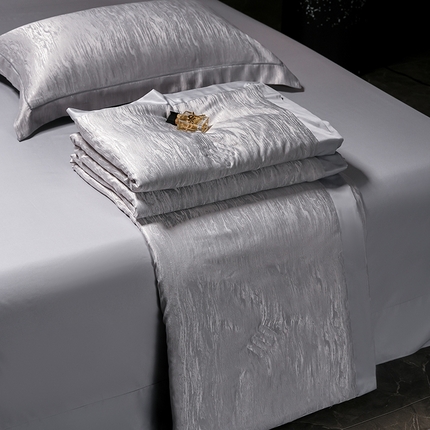 91家纺网 家纺一手货源 找家纺 丽卡家纺 2025新款翡丽天丝提花夏被四件套 石纹-深灰