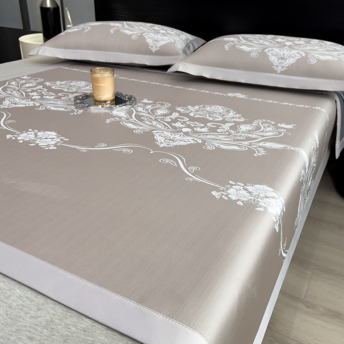 91家纺网 家纺一手货源 找家纺 卡初家居（原微来） 2025夏季凉感提花席 晓春烂漫-丝雾棕