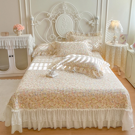 91家纺网 家纺一手货源 找家纺 （总）网红馆（ck家纺） 2025新款全棉印花双层纱床盖三件套