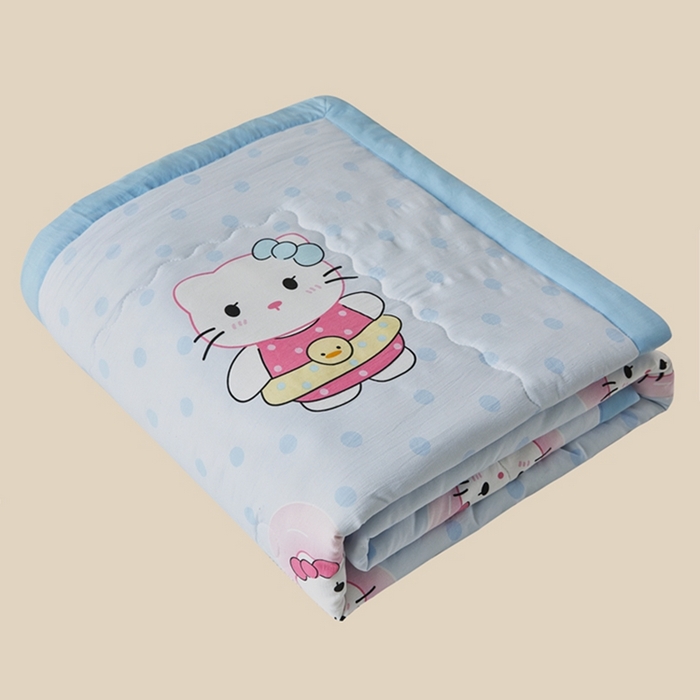 91家纺网 家纺一手货源 找家纺 鑫佰利 2025新款A类水洗棉印花纯棉花夏被子被芯 猫咪宝贝