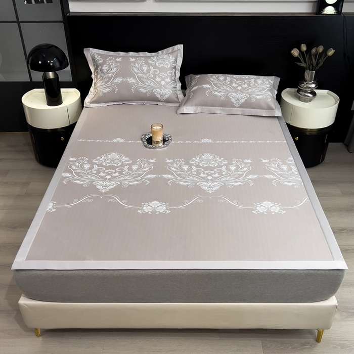 91家纺网 家纺一手货源 找家纺 卡初家居（原微来） 2025夏季凉感提花席 晓春烂漫-丝雾棕