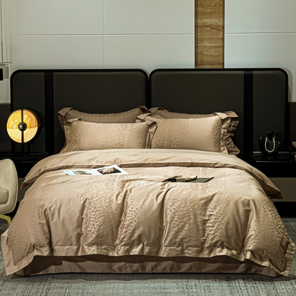 91家纺网 家纺一手货源 找家纺 （总）金昱纺 2025新款50双股100支长绒棉贡缎提花高定四件套