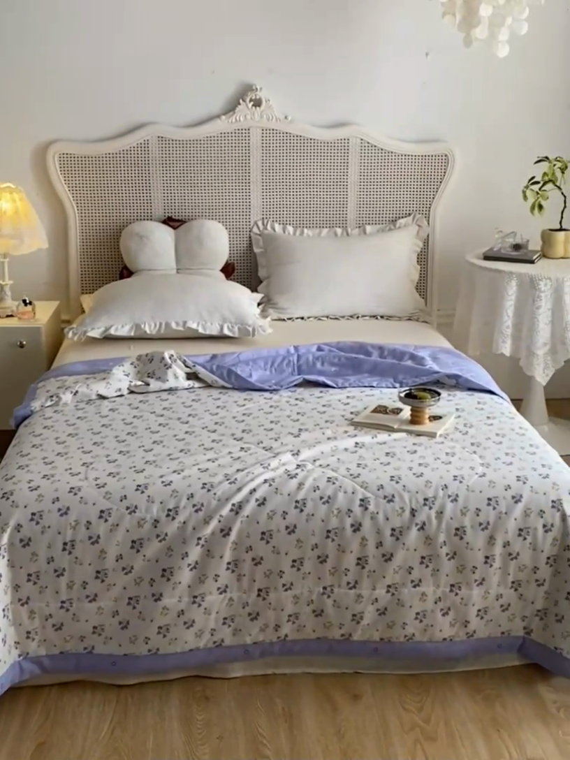 91家纺网 家纺一手货源 找家纺 维洋家纺 2025新款里外全棉印花棉花夏凉被 浅梦怡人