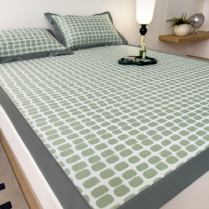 91家纺网 家纺一手货源 找家纺 卡初家居（原微来） 2025夏季轻柔丝系列冰丝席——绮梦系列 果绿