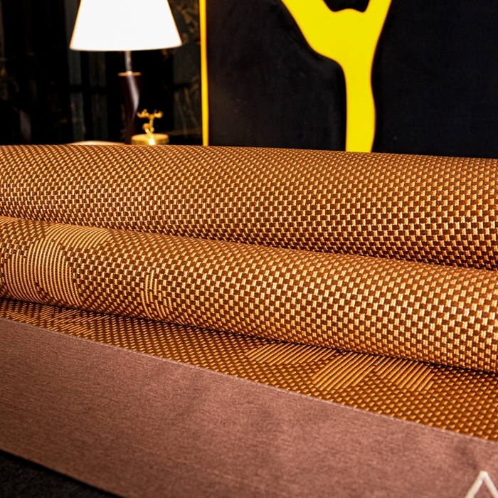 91家纺网 家纺一手货源 找家纺 卡罗兰 2025新款凉席冰丝席提花冰藤席雪山藤向阳花系列 向阳花-棕色