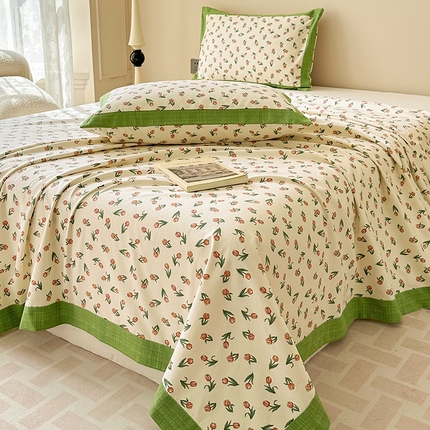 91家纺网 家纺一手货源 找家纺 （总）蓝邻家纺 2025新款100%新疆原棉粗布小清新拼角工艺款系列单床单