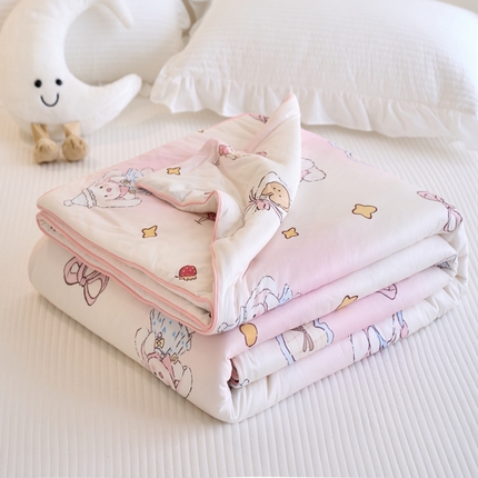 维洋家纺 2025升级21%大豆新款A类牛奶丝针织夏被（四周踩棉）软糯凉感夏被空调被 甜兔兔