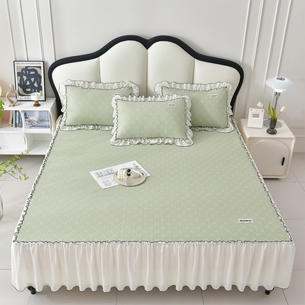 91家纺网 家纺一手货源 找家纺 （总）小牛席业 2025新款浪漫花语冷感豆席床裙系列凉席藤席冰藤席冰丝席竹席草席空调席乳胶席豆豆席