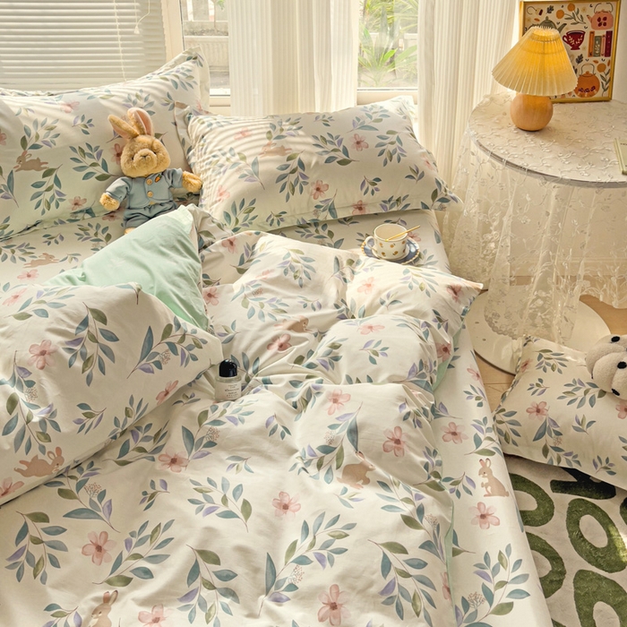 91家纺网 家纺一手货源 找家纺 金盛纺 2025新款13372全棉系列四件套 轻纱漫舞