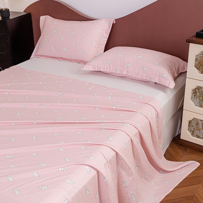 91家纺网 家纺一手货源 找家纺 锦罗绣 2025新款A类全棉双层纱单床单 好奇小狗