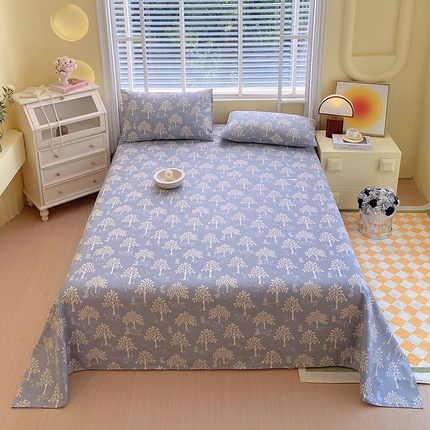悦织湾家纺 2025华夫格全棉单床单 华夫格-丽萨蓝调