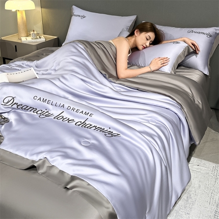 91家纺网 家纺一手货源 找家纺 （总）云棉坊 2025宽边水洗冰丝夏被四件套-曼希系列