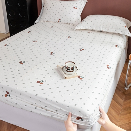 锦罗绣 2025新款A类全棉双层纱单床笠 樱桃蝴蝶结