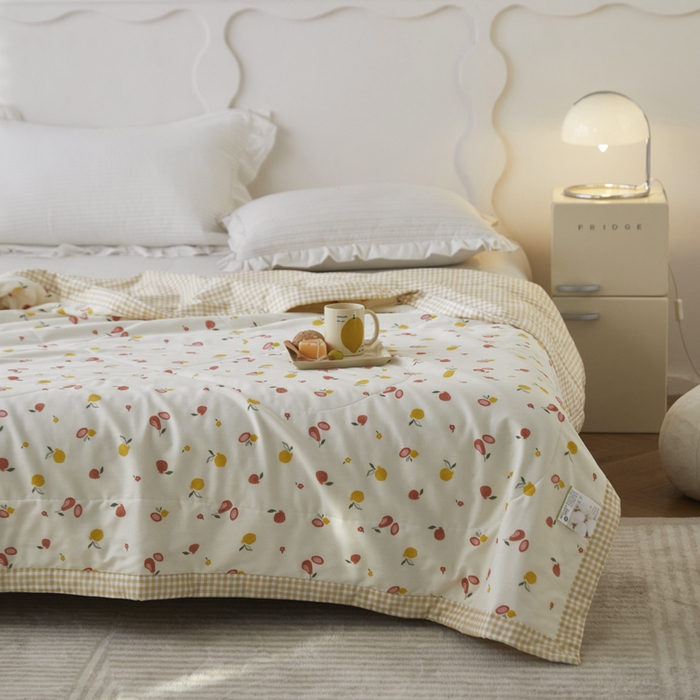 91家纺网 家纺一手货源 找家纺 维洋家纺 2025新款里外全棉印花棉花夏凉被 百香果