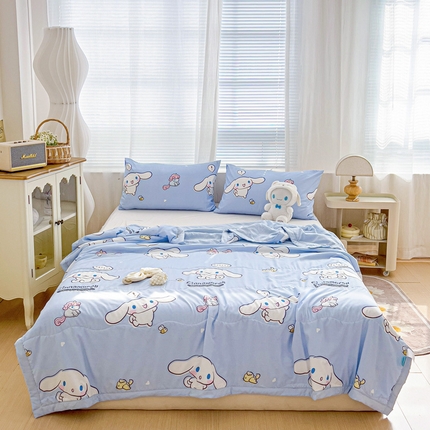 91家纺网 家纺一手货源 找家纺 （总）海岛哥哥 2025新款三丽鸥系列A类水洗棉夏被大床图（提供买家秀）