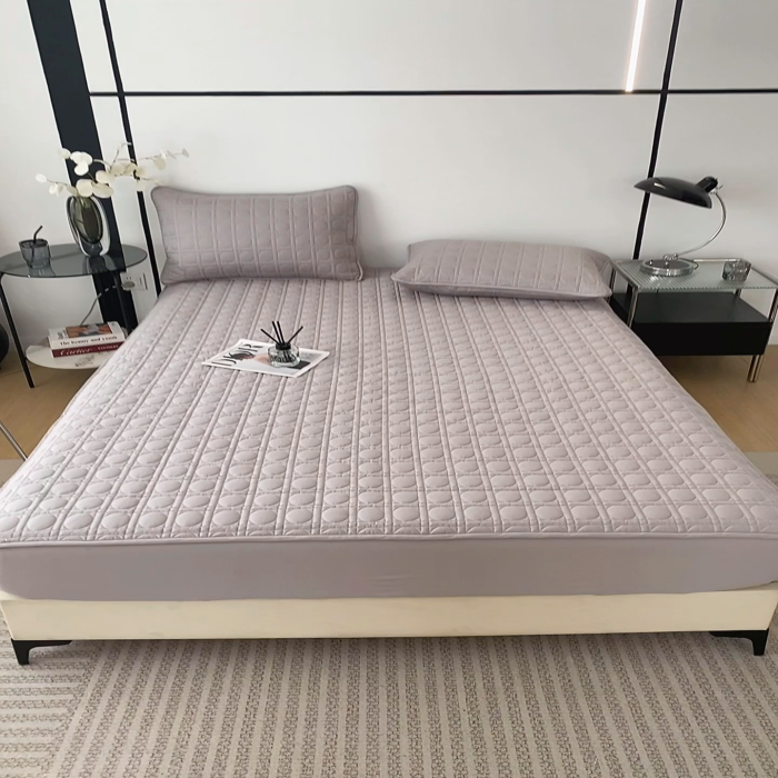 91家纺网 家纺一手货源 找家纺 沐纯家居 2025新款全棉纯棉夹棉单床笠 床笠单件-初见系列 高级灰