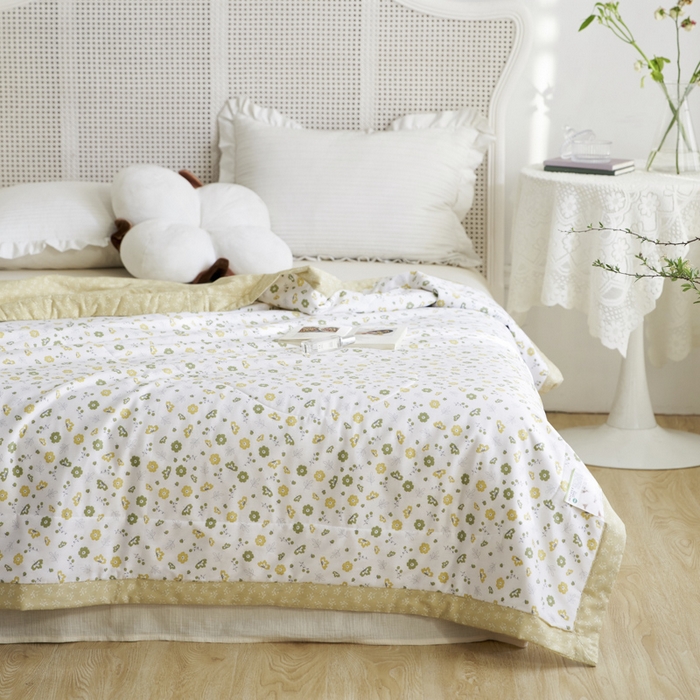 91家纺网 家纺一手货源 找家纺 维洋家纺 2025新款里外全棉印花棉花夏凉被 珊茶花