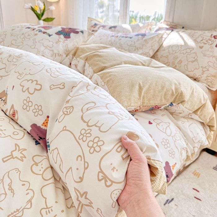 91家纺网 家纺一手货源 找家纺 金盛纺 2025新款13372全棉系列四件套 小童趣