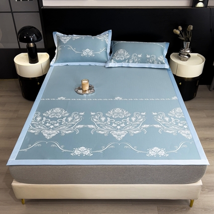 卡初家居（原微来） 2025夏季凉感提花席 晓春烂漫-幽蓝