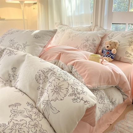 91家纺网 家纺一手货源 找家纺 （总）梦幻之城 2025新款水洗棉数码印花简易款四件套