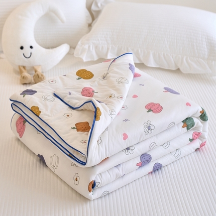 91家纺网 家纺一手货源 找家纺 维洋家纺 2025升级21%大豆新款A类牛奶丝针织夏被（四周踩棉）软糯凉感夏被空调被 多彩南瓜