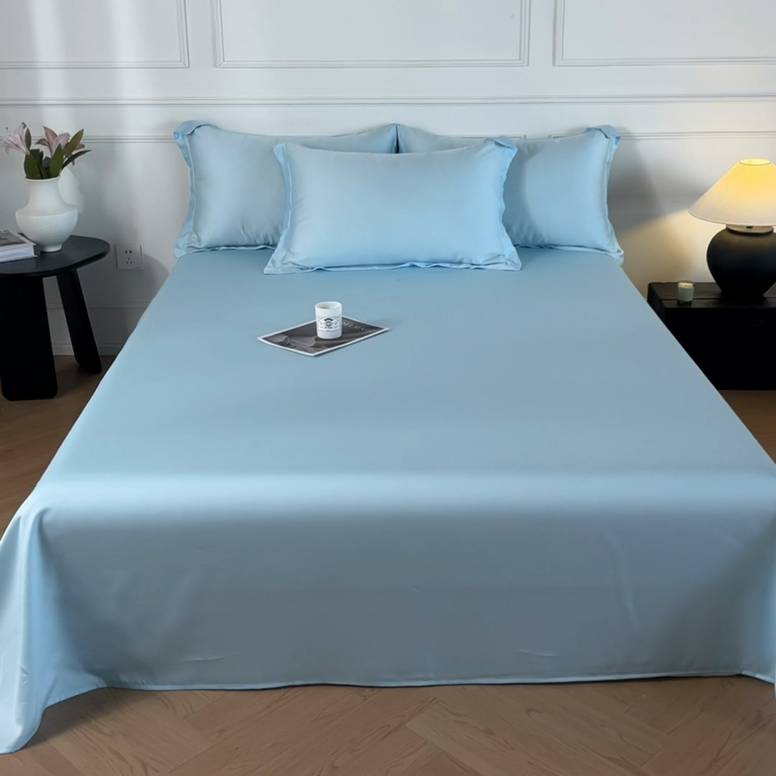 91家纺网 家纺一手货源 找家纺 涵宸 2025新款天丝-天丝棉-纯色单床单-场景1 床单-海天兰