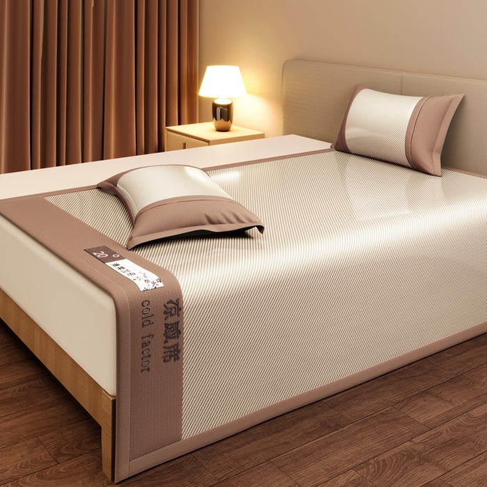 91家纺网 家纺一手货源 找家纺 卡初家居（原微来） 2025夏季轻柔丝系列冰丝席 凉感咖色