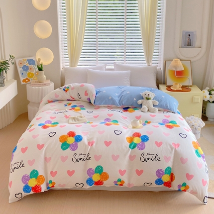 91家纺网 家纺一手货源 找家纺 洺兰家居 2025新款13070全棉单被套 手绘浪漫