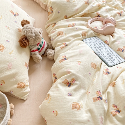 91家纺网 家纺一手货源 找家纺 （总）如约 2025新款A类全棉双层纱四件套