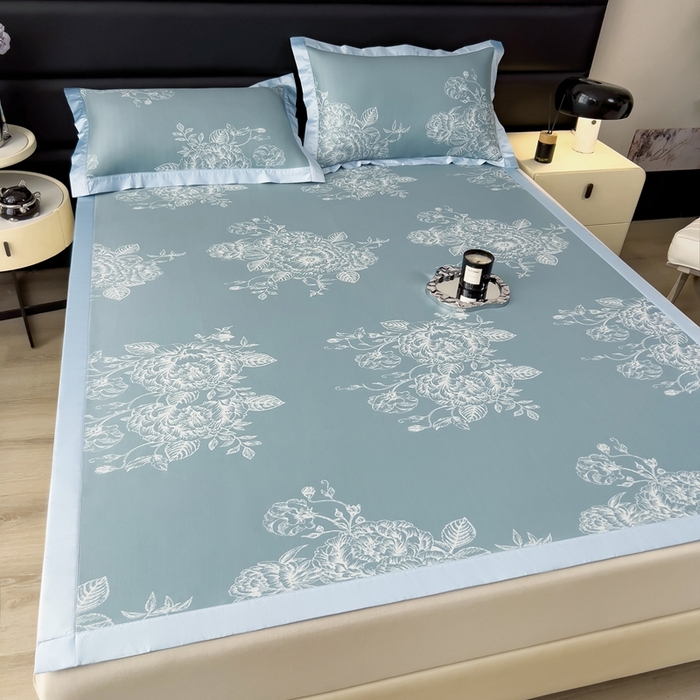 91家纺网 家纺一手货源 找家纺 卡初家居（原微来） 2025夏季凉感提花席 南鸢-幽蓝