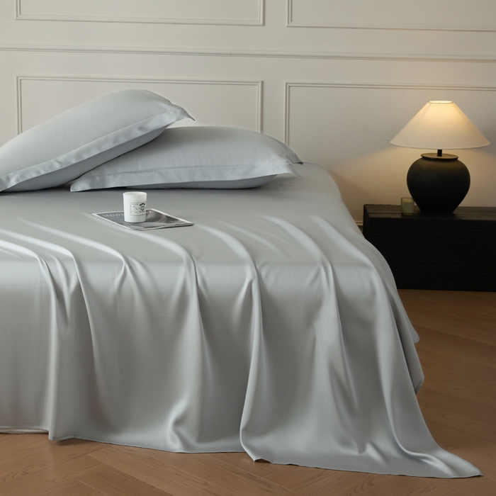 91家纺网 家纺一手货源 找家纺 涵宸 2025新款天丝-天丝棉-纯色单床单-场景1 床单-时尚灰