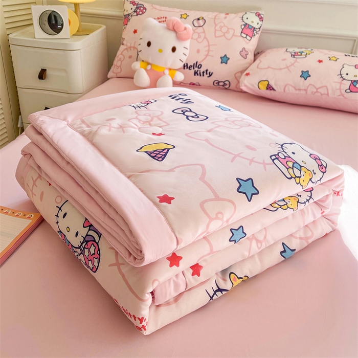 91家纺网 家纺一手货源 找家纺 晓时候 2025新款正版授权三丽鸥水洗棉夏被新疆棉花被夏凉被空调薄被子 KT猫