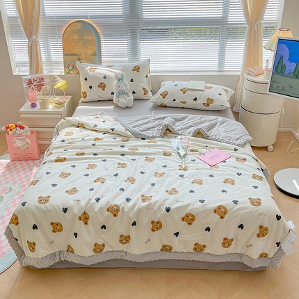 一加一  2025新款全棉豆豆大豆被被被子被芯夏被 爱心熊