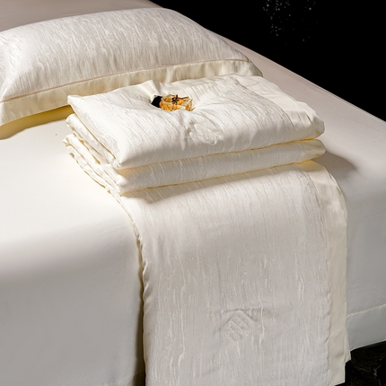 丽卡家纺 2025新款翡丽天丝提花夏被四件套 石纹-黄