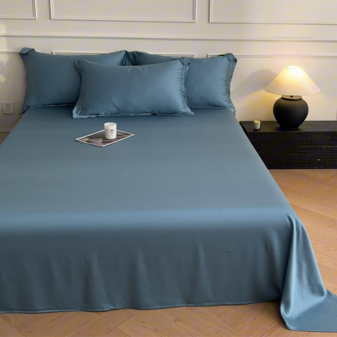 91家纺网 家纺一手货源 找家纺 涵宸 2025新款天丝-天丝棉-纯色单床单-场景1 床单-星耀兰