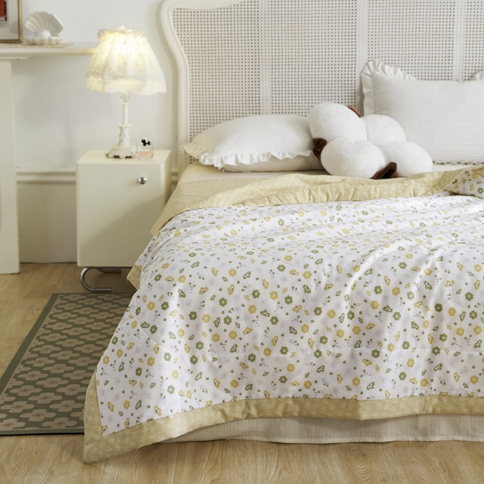 91家纺网 家纺一手货源 找家纺 维洋家纺 2025新款里外全棉印花棉花夏凉被 珊茶花