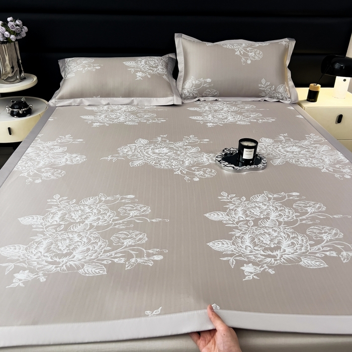 91家纺网 家纺一手货源 找家纺 卡初家居（原微来） 2025夏季凉感提花席 南鸢-丝雾棕