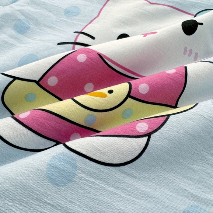 91家纺网 家纺一手货源 找家纺 鑫佰利 2025新款A类水洗棉印花纯棉花夏被子被芯 猫咪宝贝