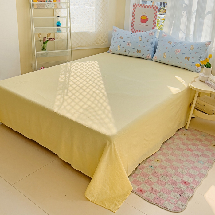 91家纺网 家纺一手货源 找家纺 暖芯优选 2025新款加厚云感棉双层纱四件套小碎花被套床单床笠款学生三件套新款直播热款 小猫时光-蓝