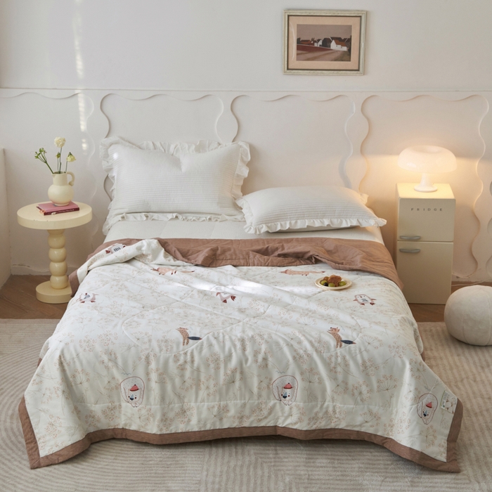 91家纺网 家纺一手货源 找家纺 维洋家纺 2025新款里外全棉印花棉花夏凉被 企鹅