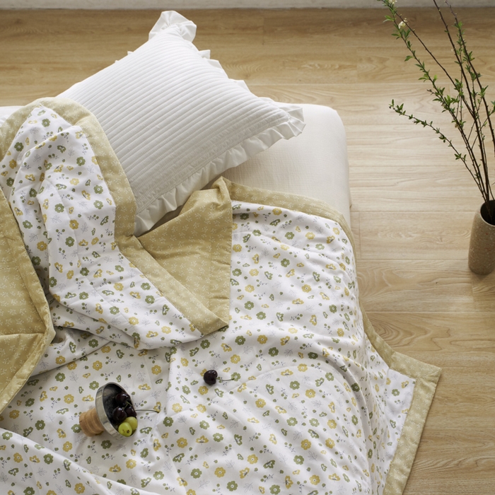 91家纺网 家纺一手货源 找家纺 维洋家纺 2025新款里外全棉印花棉花夏凉被 珊茶花