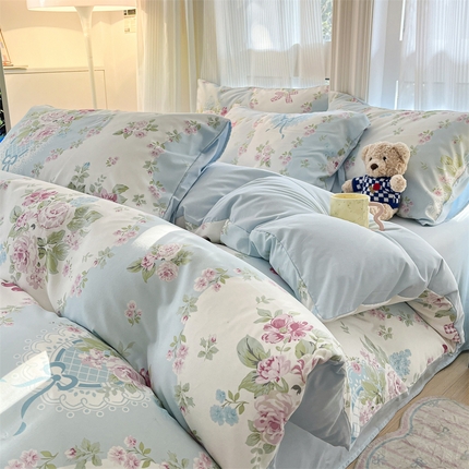 91家纺网 家纺一手货源 找家纺 （总）梦幻之城 2025新款水洗棉数码印花简易款四件套