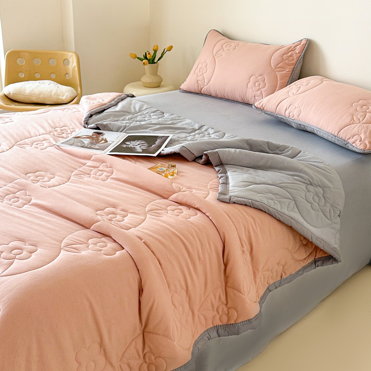 91家纺网 家纺一手货源 找家纺 芙绣家纺 2025新款针织棉绗缝夏被-莫奈花园 莫奈花园-雪蜜