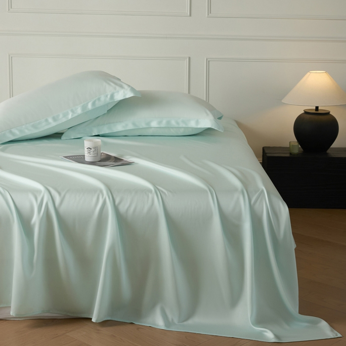 91家纺网 家纺一手货源 找家纺 涵宸 2025新款天丝-天丝棉-纯色单床单-场景1 床单-空绿