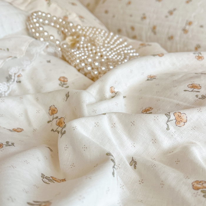 91家纺网 家纺一手货源 找家纺 麒豆豆 2025新款全棉印花双层纱床盖 秋之花