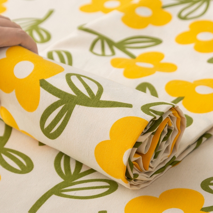 91家纺网 家纺一手货源 找家纺 首爱家纺 2025新款锦柔老粗布床单老粗布凉席三件套 黄兰